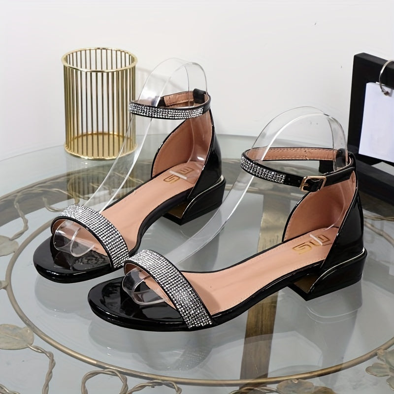 Women's Flat Sandals with Crystal Embellishments and Open Toe