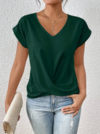 Women's V-Neck Knot Top – Draped Casual Top