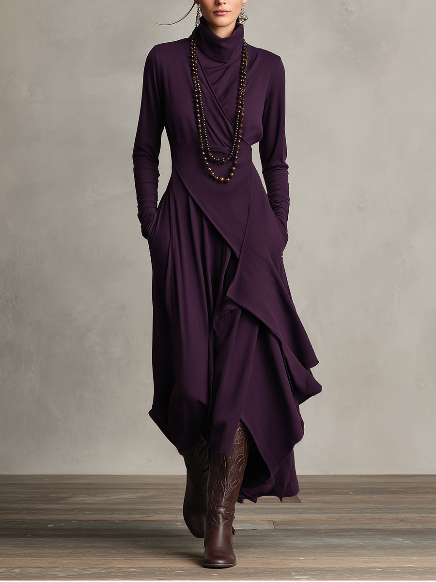 Women's High Neck Maxi Dress – Knit Sweater Dress