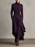 Women's High Neck Maxi Dress – Knit Sweater Dress