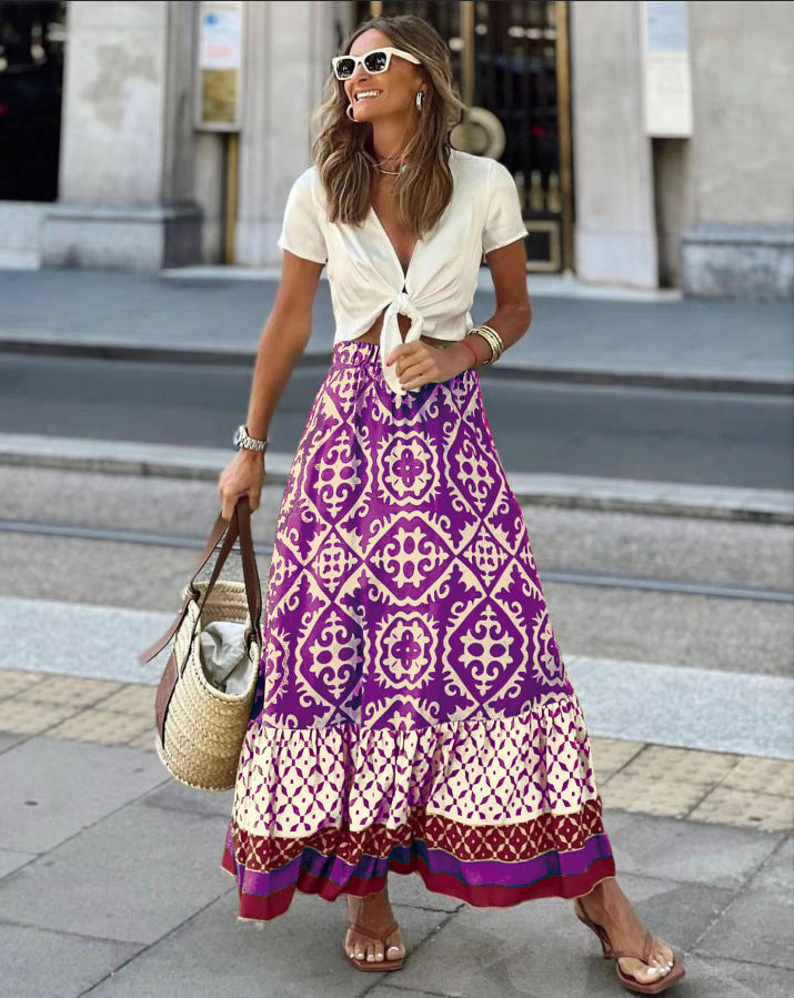 Women's Maxi Skirt – High Waist Flowing Skirt – Alice