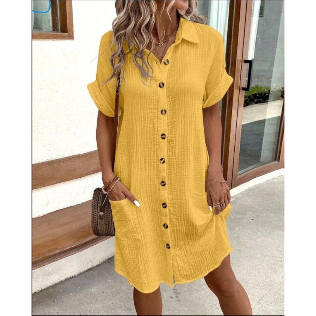 Women's Shirt Dress – Button Down Midi Dress – Gabriele