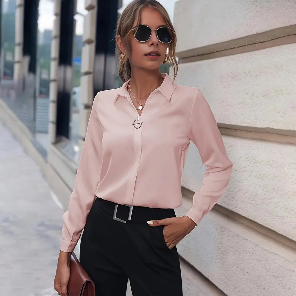Women's Collared Blouse – Long Sleeve Office Blouse