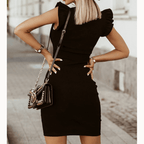 Women's Bodycon Cocktail Dress – Ruffle Sleeve Fitted Party Dress