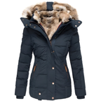 Women's Fur Hood Quilted Coat – Longline Removable Hood Winter Coat
