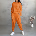 Women's Crew Neck Lounge Set – Long Sleeve Matching Pants Set