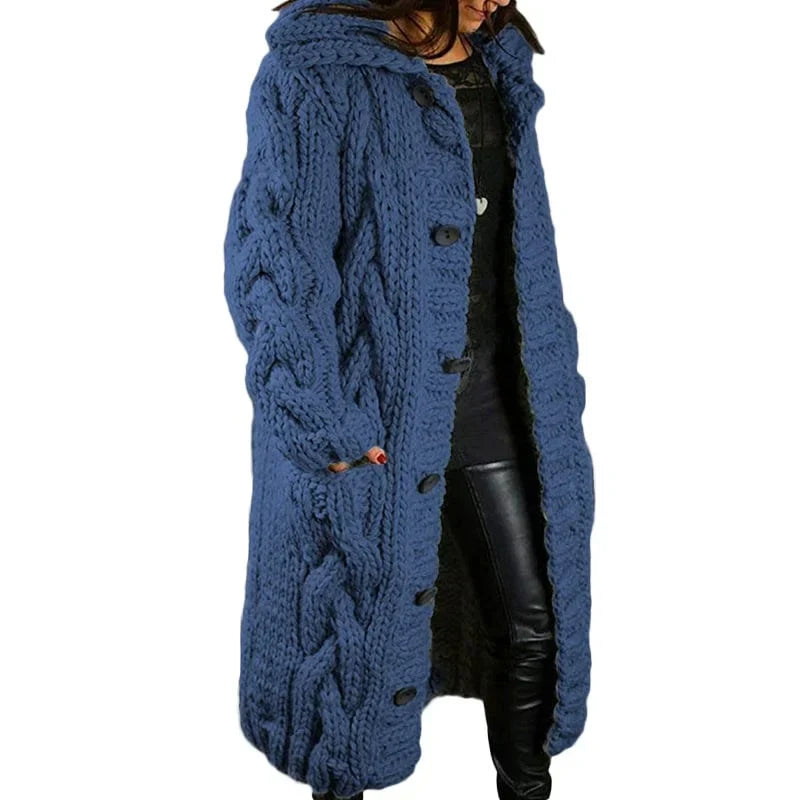 Women's Chunky Winter Cardigan – Relaxed Long Sleeve Cozy Cardigan