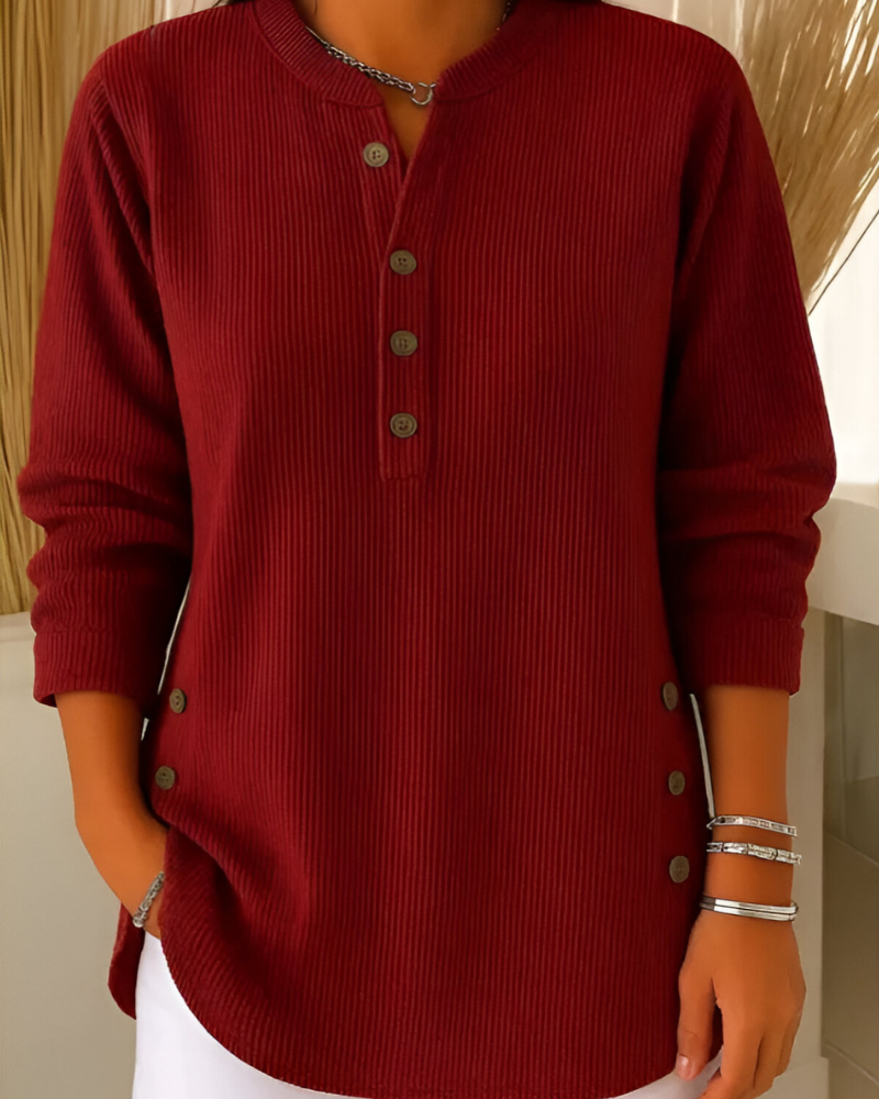 Women's Textured Long Sleeve Top – Relaxed Knit Pullover Top