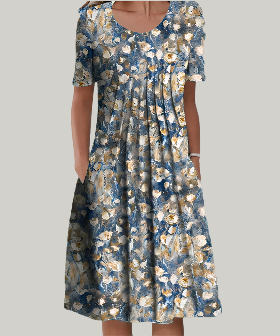 Women's Elegant Midi Dress – Classic Occasion Dress – Audrey, Blue and White / L Women's Elegant Midi Dress – Classic Occasion Dress – Audrey, Blue and White / L