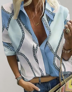 Women's Chain Print Blouse – Elegant Office Blouse