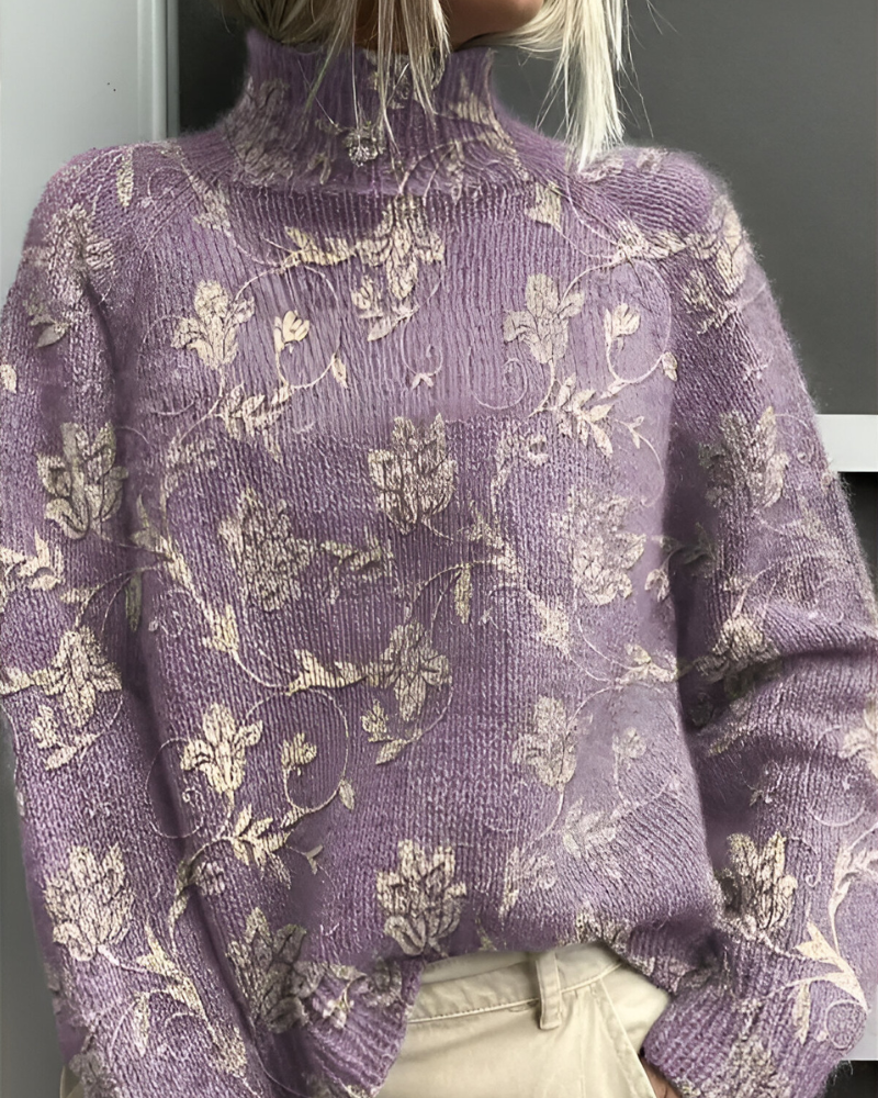 Women's Patterned Crew Neck Sweater – Graphic Long Sleeve Knit Pullover