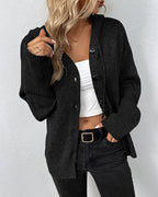 Women's Lace-Up Hooded Cardigan – Relaxed Long Sleeve Cardigan