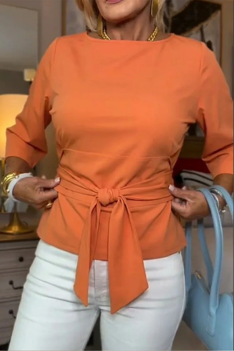 Women's Tie Waist Blouse – Adjustable Bow Front Fitted Top