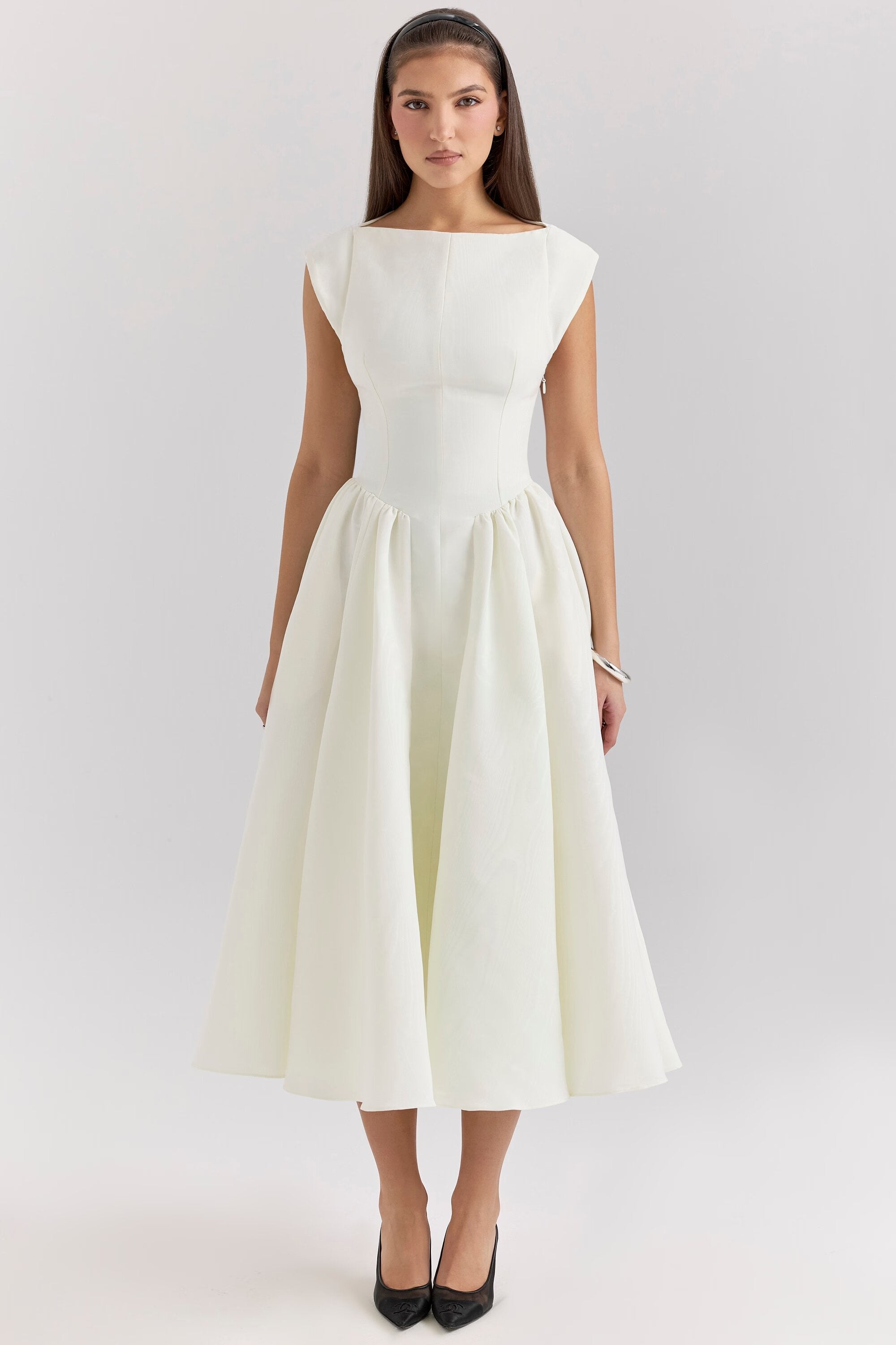 Women's Wedding Guest Dress – Tailored Waist Flowy Formal Occasion Dress