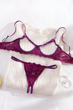 Women's Plunging Lace Lingerie Set – Deep V-Neck Bra & Matching Brief Set