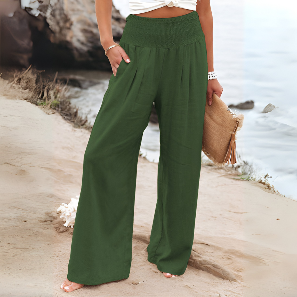 Women's Relaxed Wide Leg Pants – High Waist Pull-On Casual Trousers