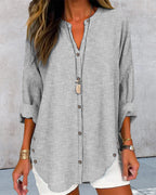 Women's Striped Button Front Blouse – Relaxed Casual Shirt Blouse