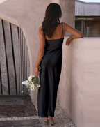 Women's Side Slit Maxi Dress – Strappy Fitted Formal Evening Gown