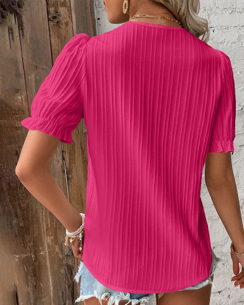 Women's V-Neck Lace Blouse – Dressy Lace Detail Occasion Blouse