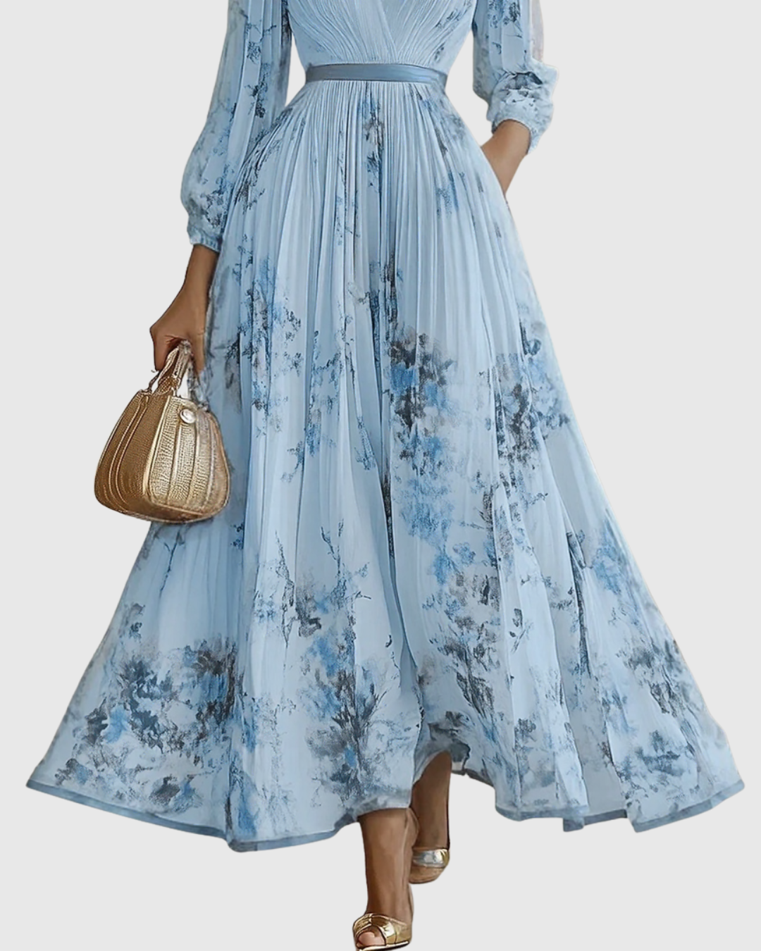 Women's Sleeveless Pleated Midi Dress – Floral Wedding Guest Occasion Dress