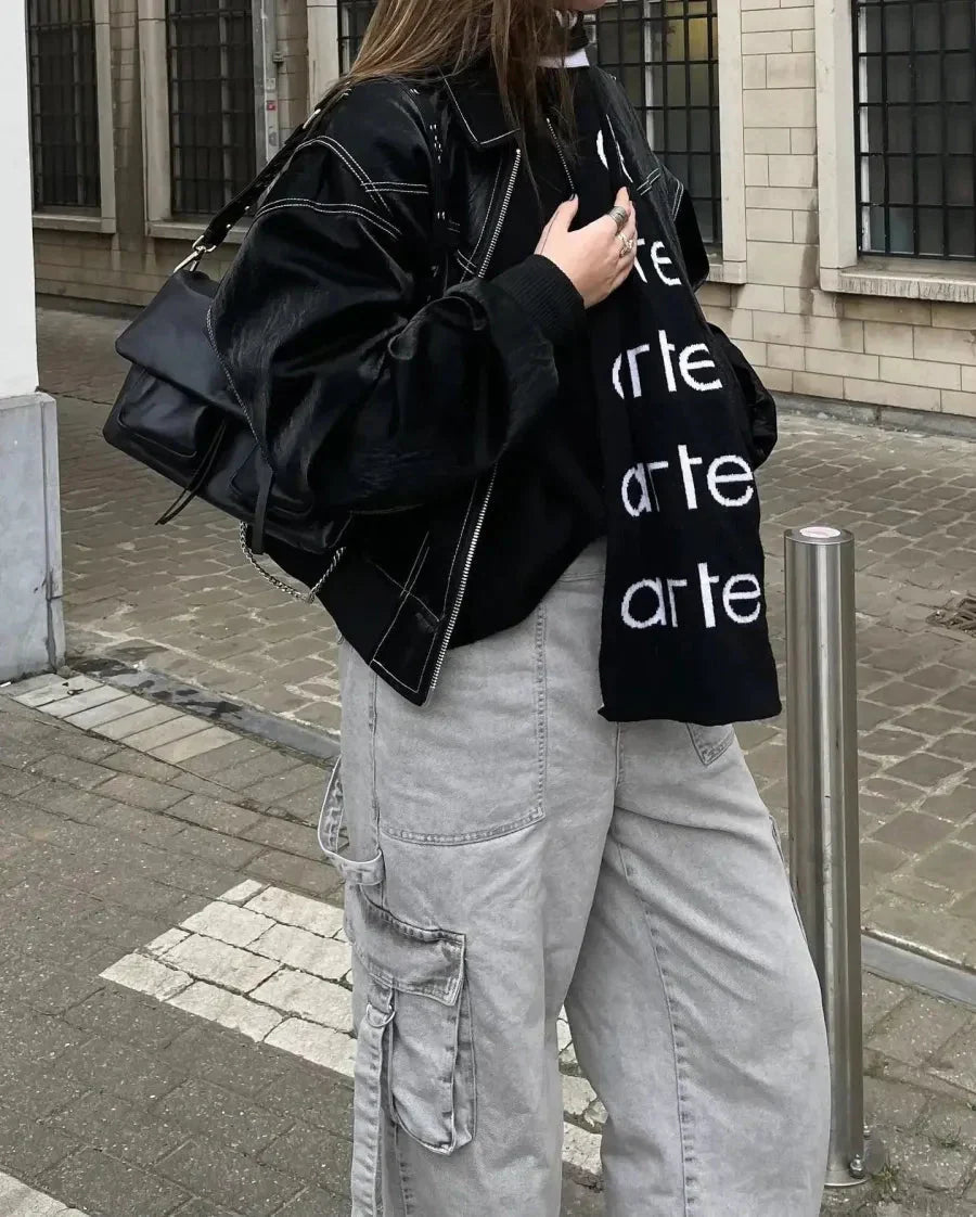 Women's Oversized Bomber Jacket – Zip-Up Relaxed Jacket