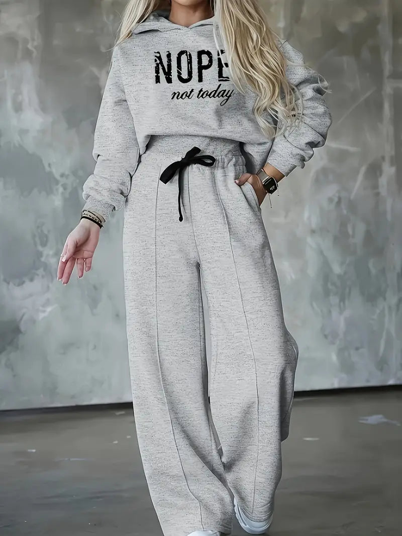Women's Graphic Tracksuit Set – Wide Leg Hoodie Set