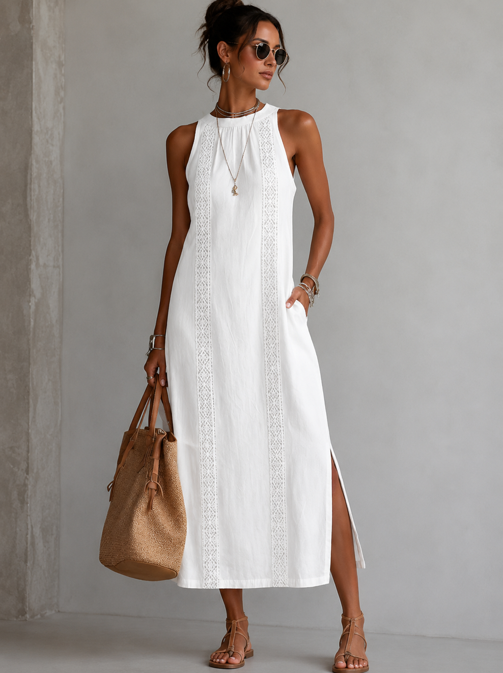 Women's Embroidered Pocket Shirt Dress – Relaxed Flowy Day Dress