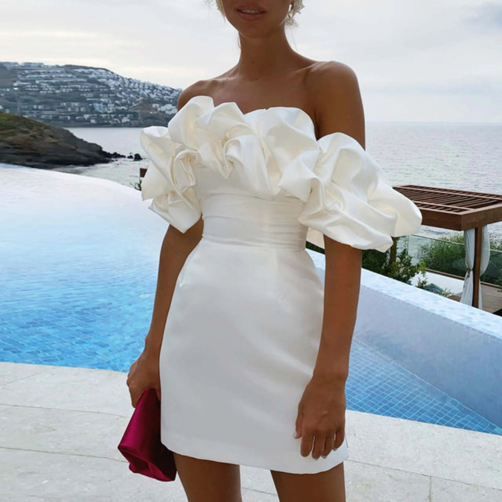 Women's Wedding Guest Dress – Ruffle Mini Dress – Charlott