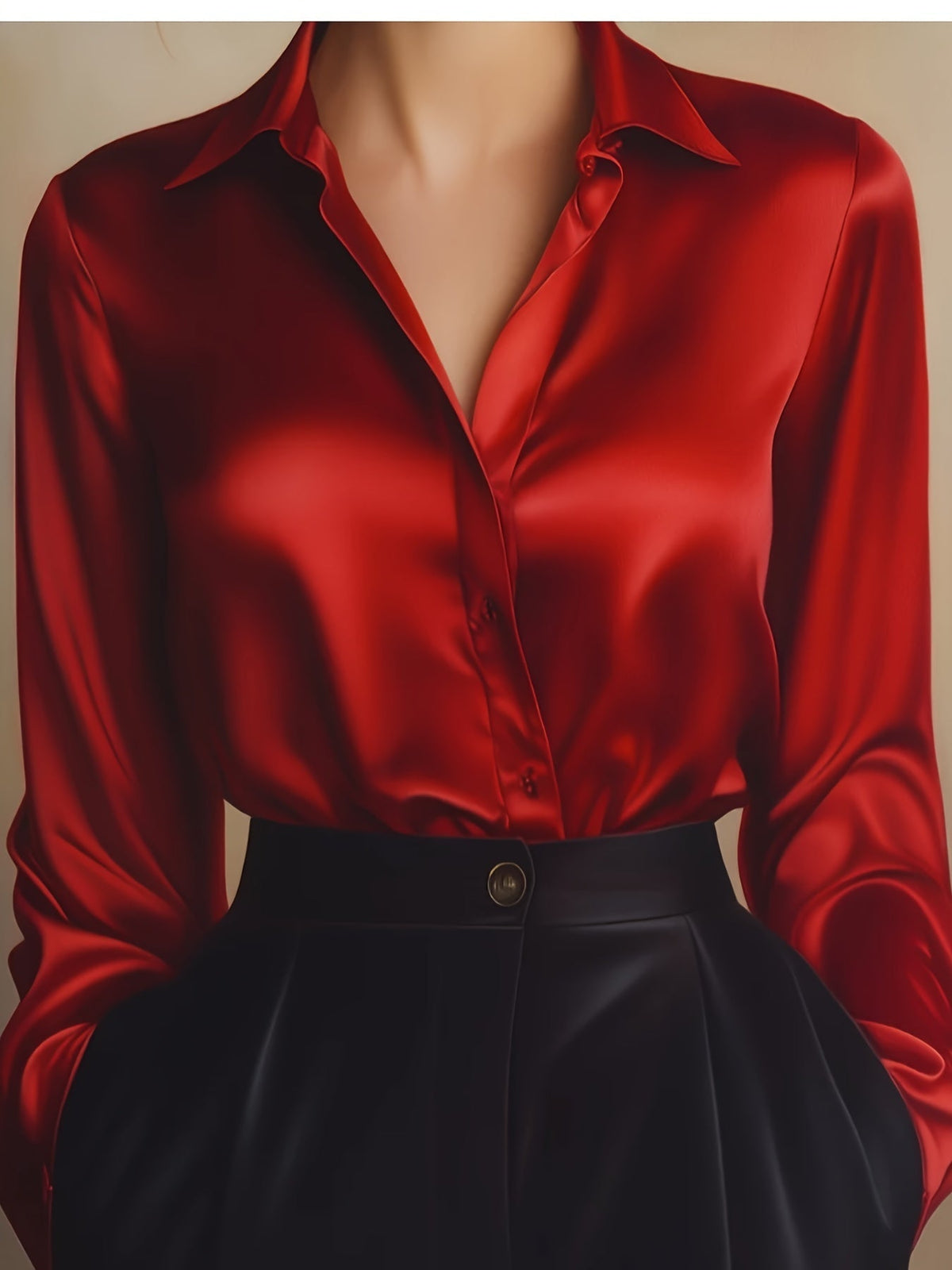 Women's Classic Collared Blouse – Long Sleeve Tailored Office Blouse