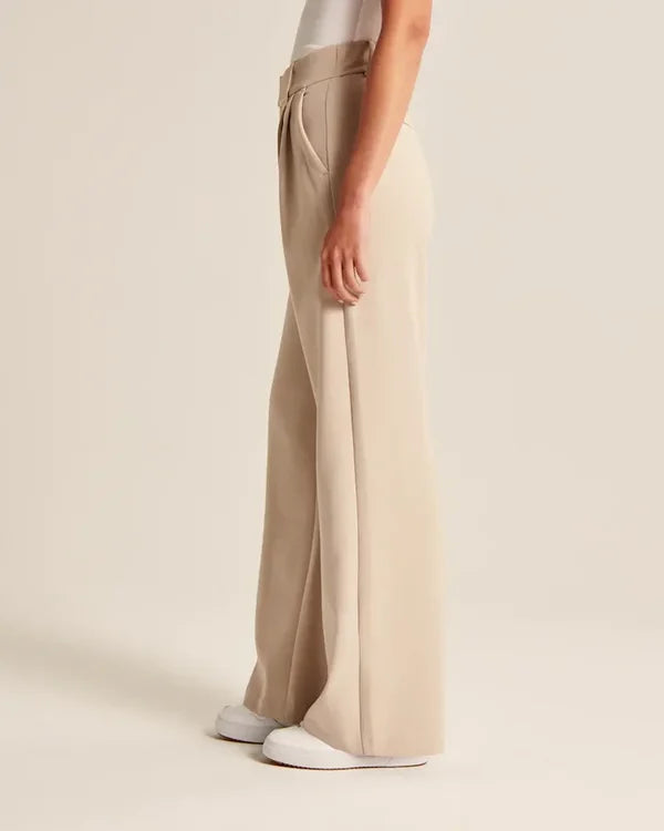 Women's High Waist Flare Pants – Fitted Flared Leg Dress Trousers