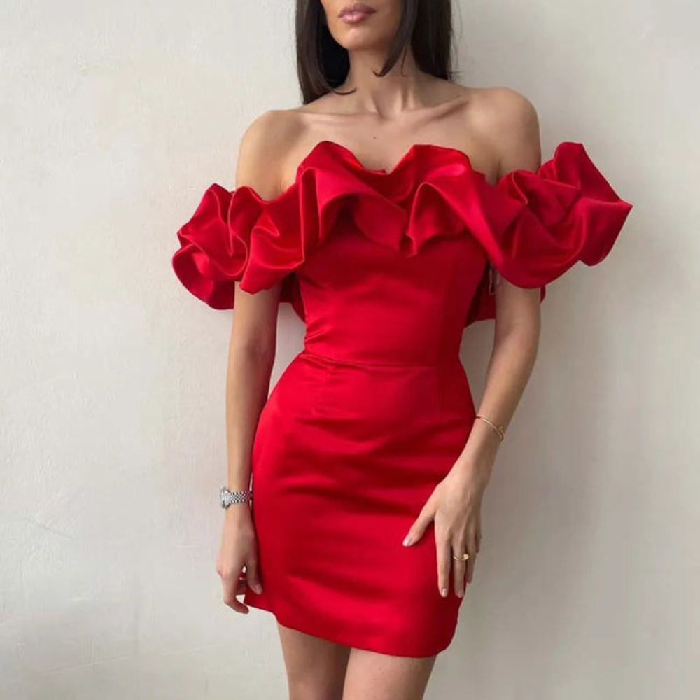 Women's Wedding Guest Dress – Ruffle Mini Dress – Charlott