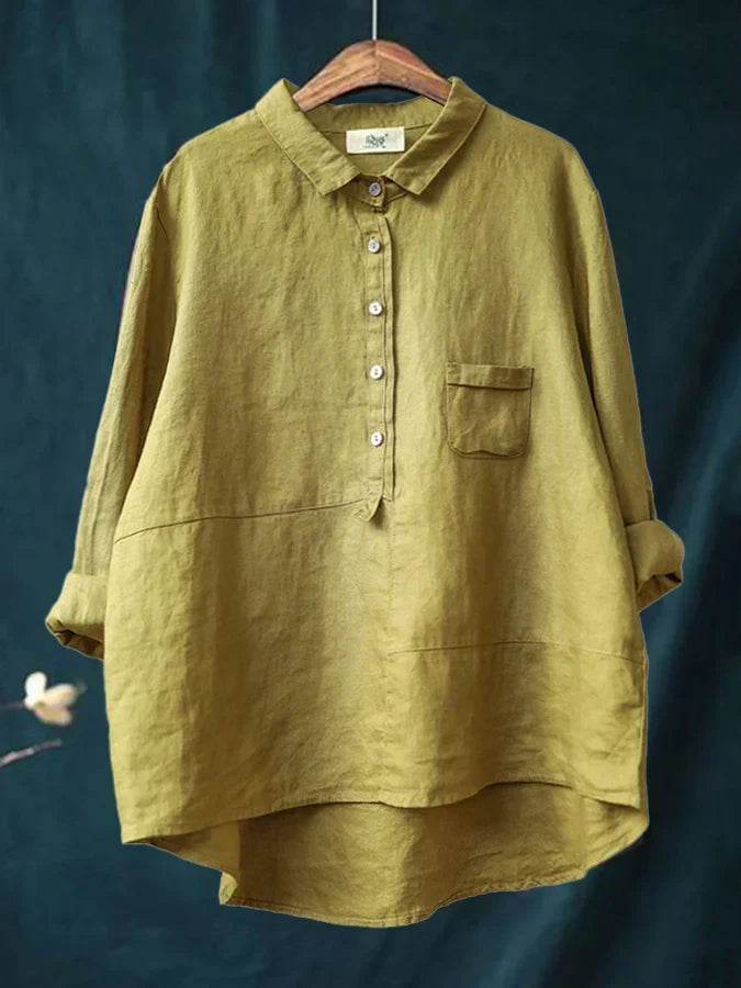 Women's High Collar Blouse – Button Front Long Sleeve Shirt Blouse