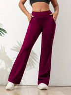 Women's High Waist Yoga Flare Pants – Stretch Pocket Workout Trousers
