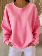 Women's Textured Pullover Sweater – Relaxed Everyday Knit Sweater