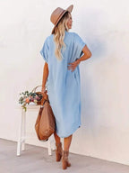 Women's Shirt Dress – Short Sleeve Casual Dress – Sienna