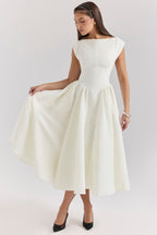 Women's Wedding Guest Dress – Tailored Waist Flowy Formal Occasion Dress