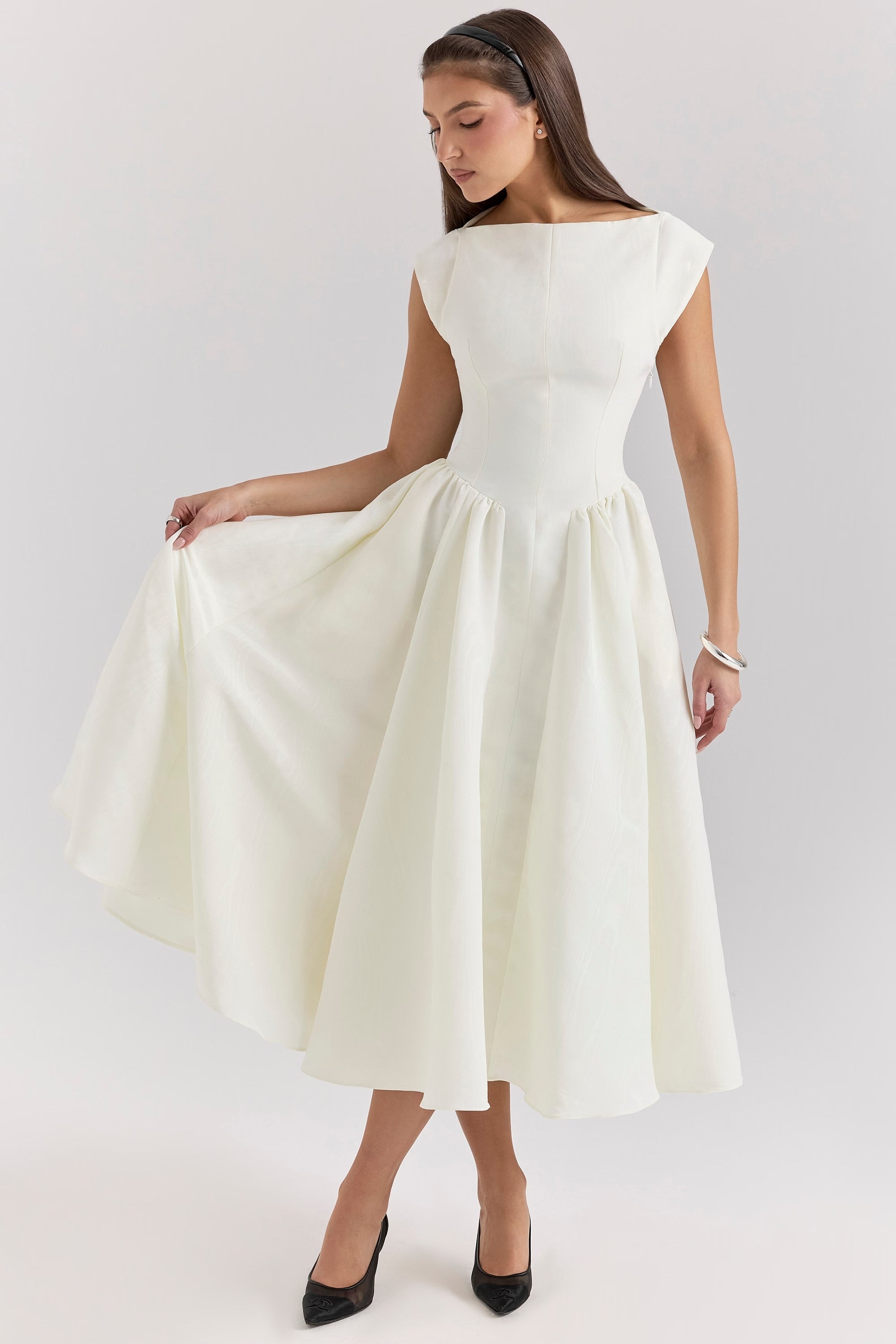 Women's Wedding Guest Dress – Tailored Waist Flowy Formal Occasion Dress