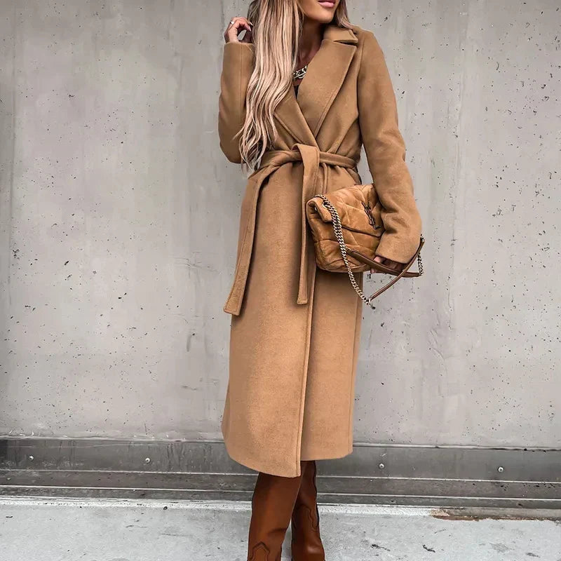 Women's Tailored Long Coat – Relaxed Winter Overcoat