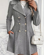 Women's Tailored Pleated Coat – Long Button Front Winter Overcoat