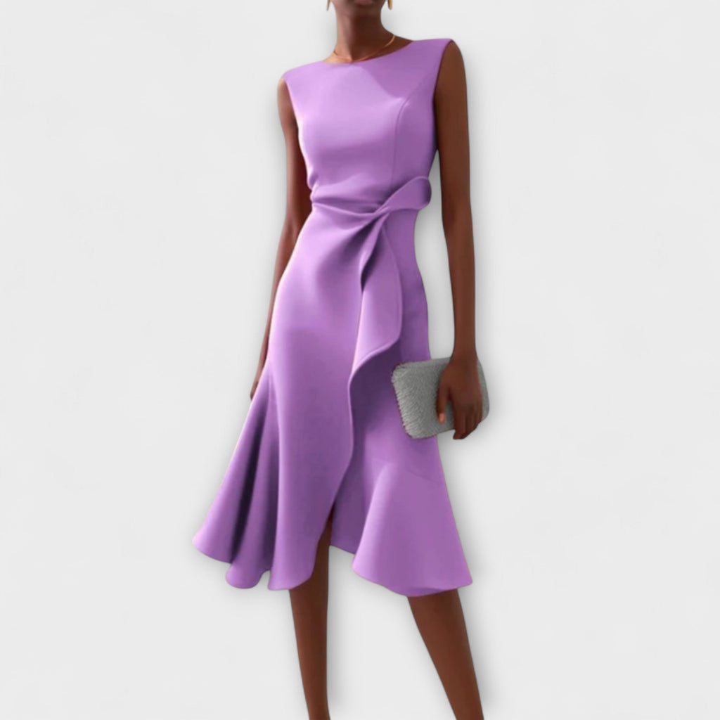 Women's Asymmetrical Midi Dress – Elegant Party Dress – Linda