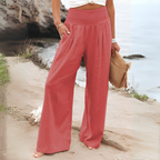 Women's Relaxed Wide Leg Pants – High Waist Pull-On Casual Trousers