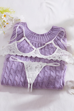 Women's Plunging Lace Lingerie Set – Deep V-Neck Bra & Matching Brief Set
