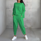Women's Crew Neck Lounge Set – Long Sleeve Matching Pants Set