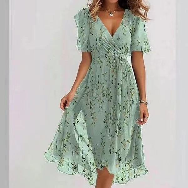 Isabella | Floral V-Neck Midi Dress