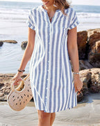 Women's Striped Shirt Dress – Button-Up Summer Dress