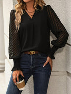 Women's V-Neck Long Sleeve Blouse – Tailored Casual Office Blouse