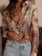 Women's Boho Blouse – Paisley Print Blouse – Amara