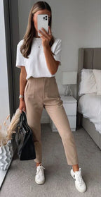Women's Straight Leg Dress Pants – Wrinkle Resistant Tailored Trousers