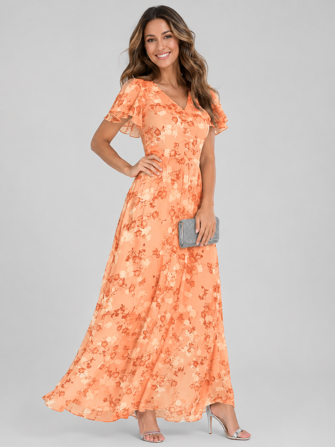 Women's Draped Floral Maxi Dress – Flowy Relaxed Summer Dress