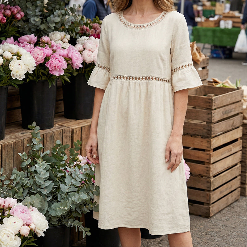 Women's Figure-Flattering Midi Dress – Flowy Day-to-Evening Occasion Dress